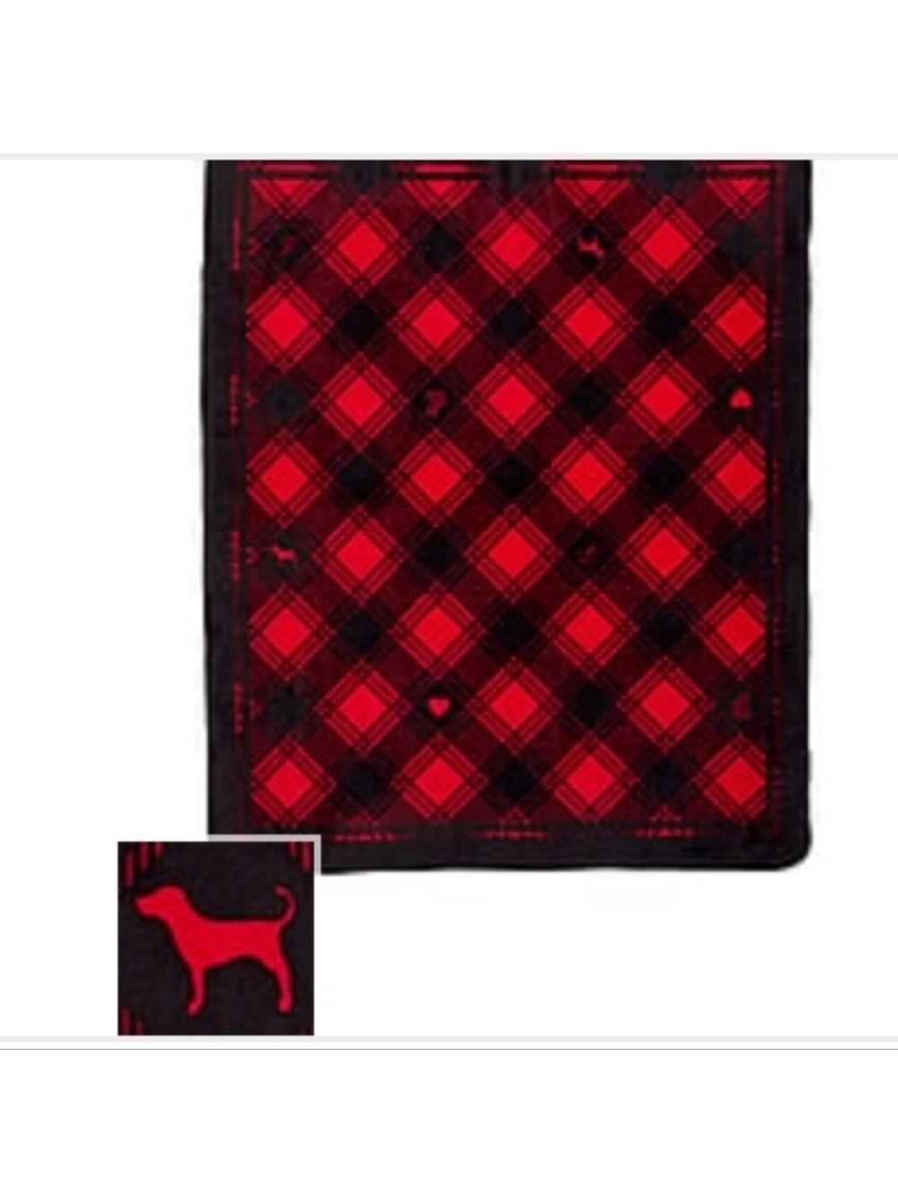 Victoria's Secret PINK Cozy Blanket 50x60 HOLIDAY PLAID MINI DOG THROW BLANKET